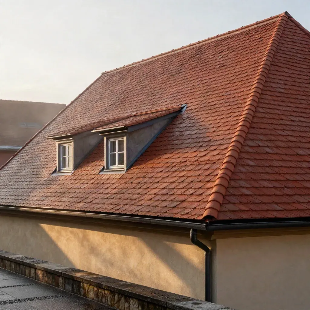 Sanierter Altbau mit neuem Tonziegeldach und ruhiger Giebelfront in Ansbach.